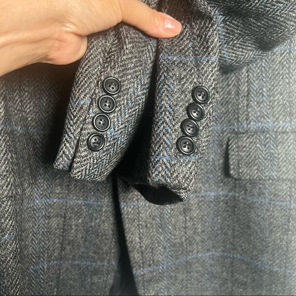 🌻SOLD Hickey Freeman Herringbone Gray Tweed Blazer Sport Coat Jacket Unisex - Picture 3 of 8